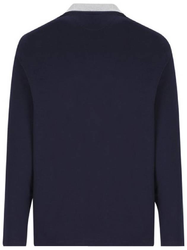 Embroidery Logo Long Sleeve Polo Shirt Navy - BRUNELLO CUCINELLI - BALAAN 4