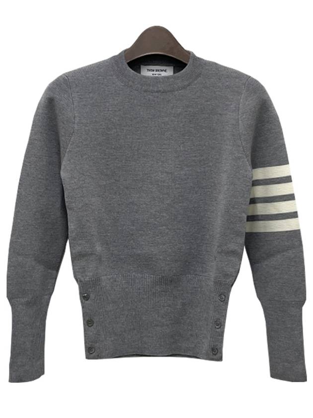 4-Bar Milano Stitch Crew Neck Knit Top Light Grey - THOM BROWNE - BALAAN 3