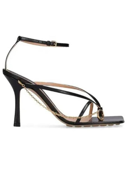 Metal Chain Stretch Sandals Heel Black - BOTTEGA VENETA - BALAAN 2