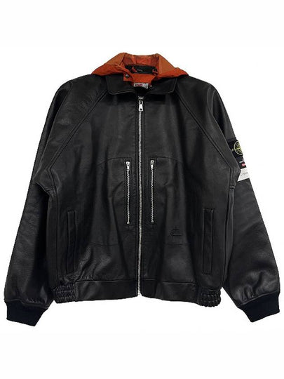 Wappen Patch Full Grain Leather Zip-up Jacket Black - SUPREME - BALAAN 2