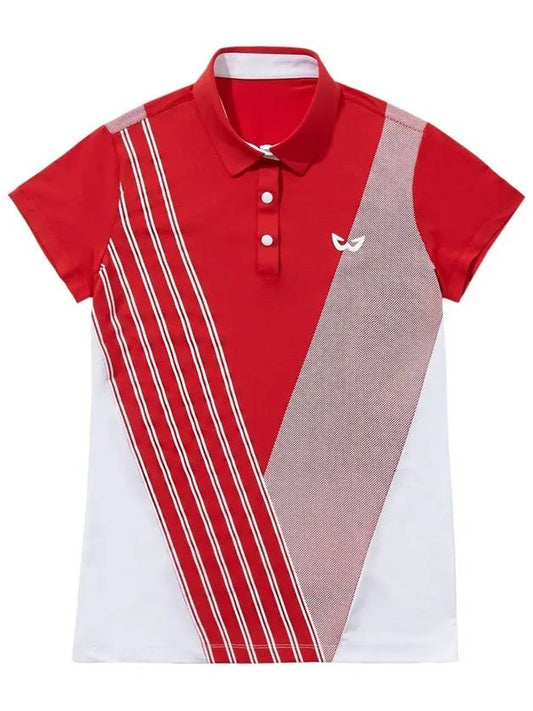 Golf Wear W Print Collar Short Sleeve Golf T-shirt WB21SUWT03RD Red - WHITEBALL - BALAAN 2