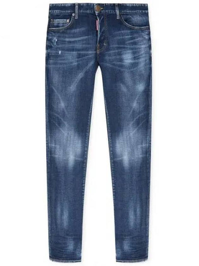 Back Logo Patch Cotton Skinny Jeans Navy - DSQUARED2 - BALAAN 2