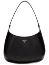 Triangular Logo Cleo Brushed Leather Shoulder Bag Black - PRADA - BALAAN 2