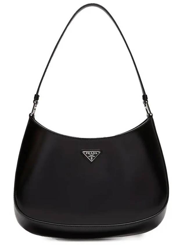 Triangular Logo Cleo Brushed Leather Shoulder Bag Black - PRADA - BALAAN 3