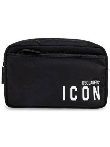 Dsquared2 Cosmetic Bag With Printed Logo, Men's, Black - DSQUARED2 - BALAAN 1