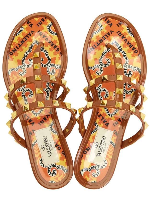 Rockstud flip flops brown - VALENTINO - BALAAN 3