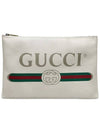 500984 WEB logo strip white leather large clutch bag - GUCCI - BALAAN 1