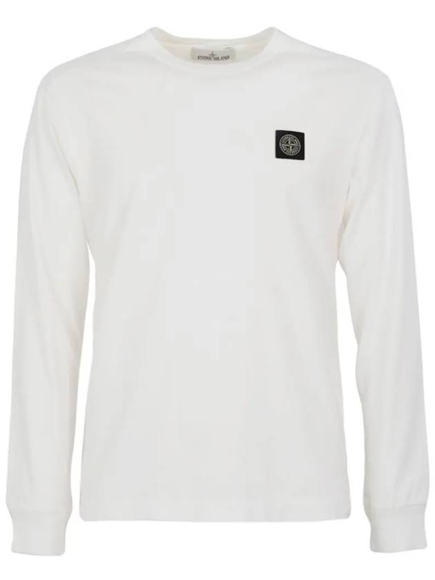 Logo Patch Cotton Long Sleeve T-Shirt White - STONE ISLAND - BALAAN 3