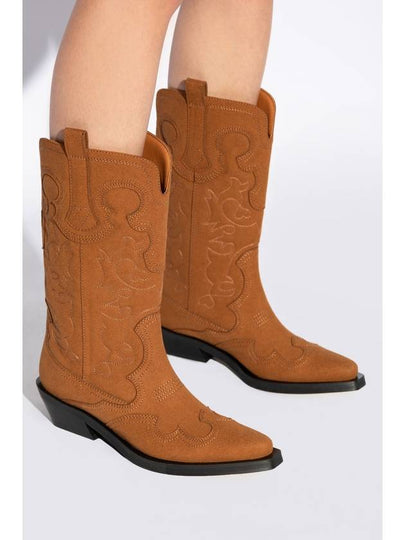 Ganni Patterned Cowboy Boots, Women's, Brown - GANNI - BALAAN 2