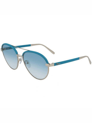 Turquoise Leather Aviator Women's Sunglasses - SALVATORE FERRAGAMO - BALAAN 1