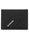 Car Embossed Grain Calfskin Card Wallet Black - BALENCIAGA - BALAAN 1