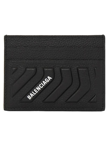 Car Embossed Grain Calfskin Card Wallet Black - BALENCIAGA - BALAAN 1