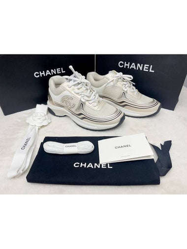 CC Logo Shasix Sneakers Gold Beige G450777B13306 - CHANEL - BALAAN 1