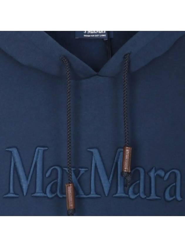 Embroidered Logo Drawstring Cotton Hoodie Navy - MAX MARA - BALAAN 3