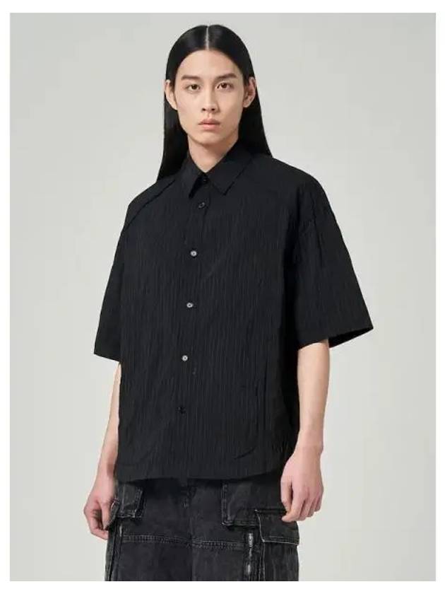 Core nylon poly blend striped short sleeve shirt black domestic product GM0024021639618 - JUUN.J - BALAAN 1