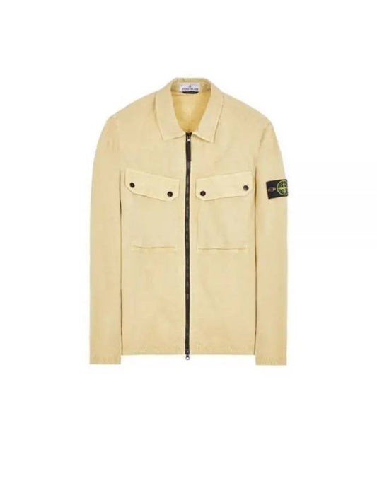 Brushed Organic Cotton Overshirt Jacket Ecru - STONE ISLAND - BALAAN 1