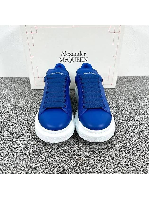 Women's Larry Oversole Leather Low Top Sneakers Blue - ALEXANDER MCQUEEN - BALAAN 4