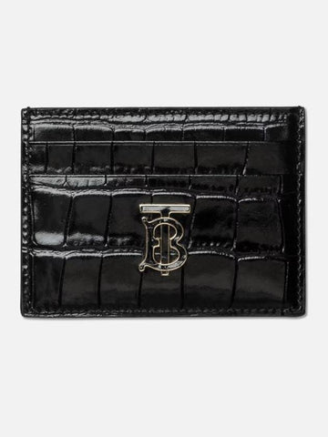 Embossed TB Logo Card Wallet Black Women s - BURBERRY - BALAAN 1