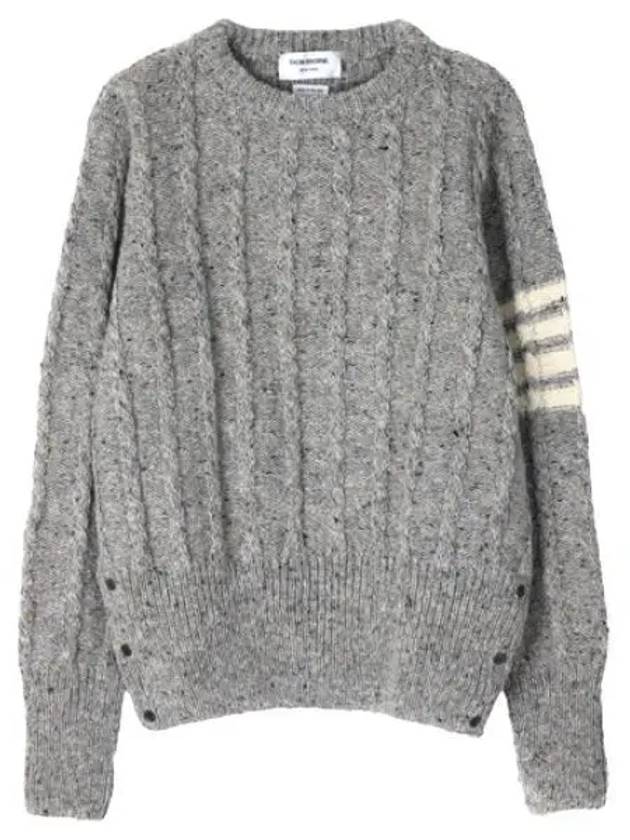 Diagonal Stripe Donegal Twist Cable Knit Men - THOM BROWNE - BALAAN 1