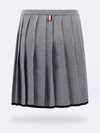 Women's Milanese Stitch Merino Tipping Mini Pleated Skirt Gray - THOM BROWNE - BALAAN.