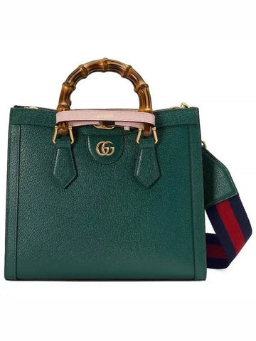 Diana Bamboo Handle Small Leather Tote Bag Green - GUCCI - BALAAN 1