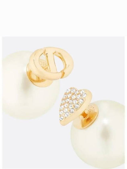 Tribales Finish Metal Resin Pearl Crystal Earrings Gold White - DIOR - BALAAN 2