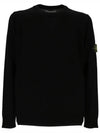 Logo Patch Round Neck Knit Top Black - STONE ISLAND - BALAAN 2