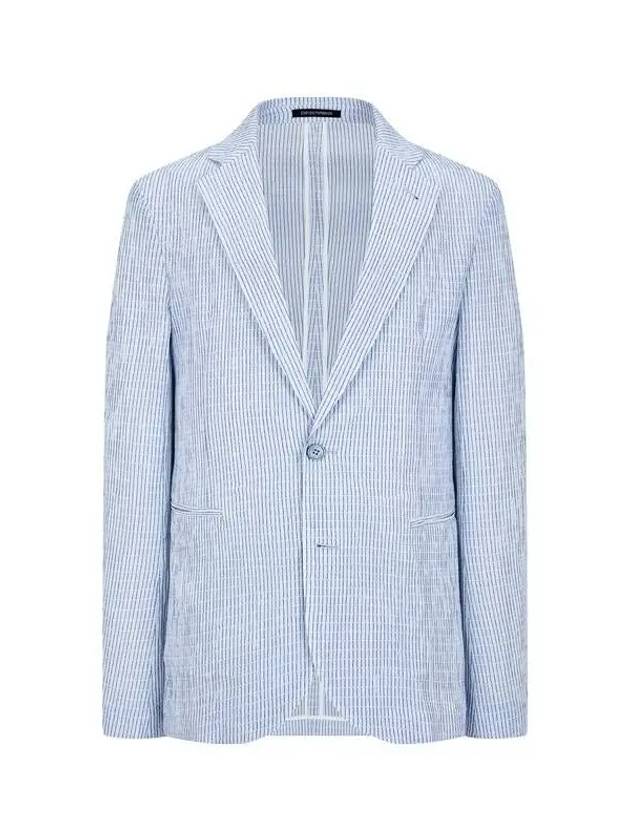 Men s seersucker striped single jacket light blue 271603 - EMPORIO ARMANI - BALAAN 1