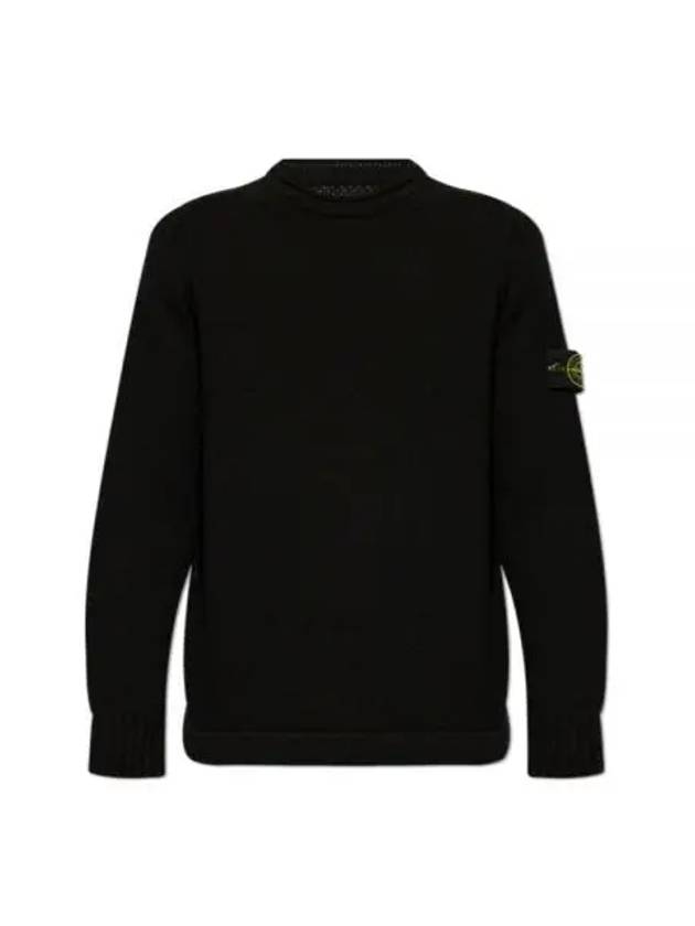 Compass Badge Wool Knit Top Black - STONE ISLAND - BALAAN 2