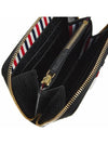 Three Stripes Pebble Grain Zipper Round Half Wallet Black - THOM BROWNE - BALAAN 9