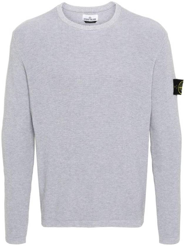 Wappen Patch Crew Neck Knit Top Grey - STONE ISLAND - BALAAN 1