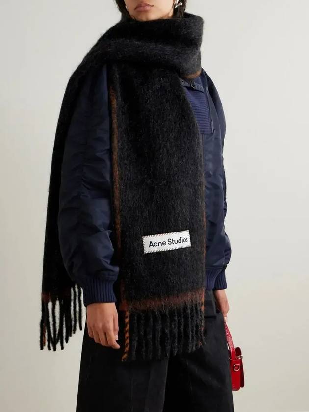 Mohair Wool Fringe Muffler Black - ACNE STUDIOS - BALAAN 6