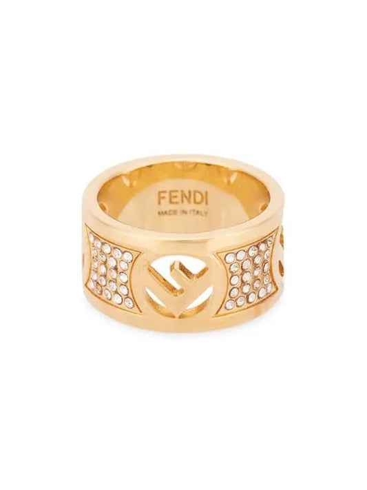 Logo Crystal Wide Ring Gold - FENDI - BALAAN 2