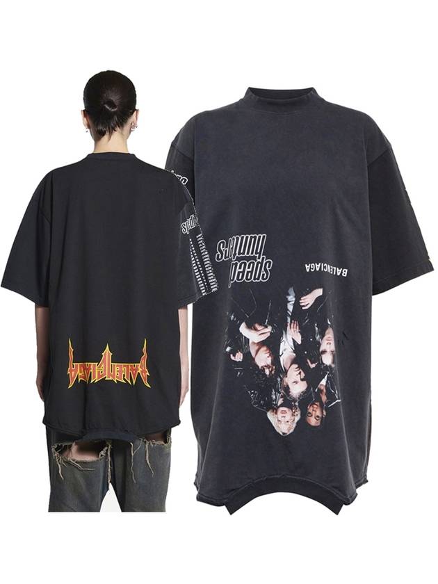 Speed Hunter Upside Down Oversized Short Sleeve T-shirt Black - BALENCIAGA - BALAAN 2