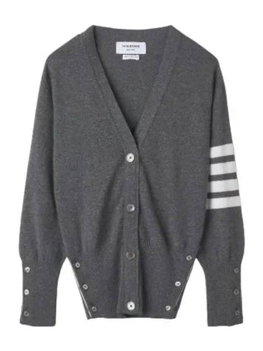 Classic diagonal knit cardigan gray - THOM BROWNE - BALAAN 1