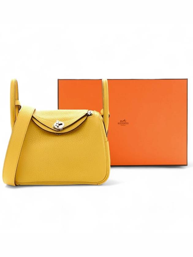 Mini Lindy Bag Yellow Clemence Silver Medal - HERMES - BALAAN 5