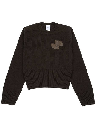 Logo Color Combination Wool Cashmere Knit Top Mink Brown - PATOU - BALAAN 2