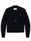 Small Heart Long Sleeve Polo Shirt Black - AMI - BALAAN 2