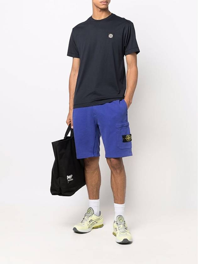 Logo Patch Short Sleeve T-Shirt Navy - STONE ISLAND - BALAAN 8