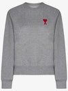 Cotton Heart Logo Sweatshirt Grey - AMI - BALAAN 7