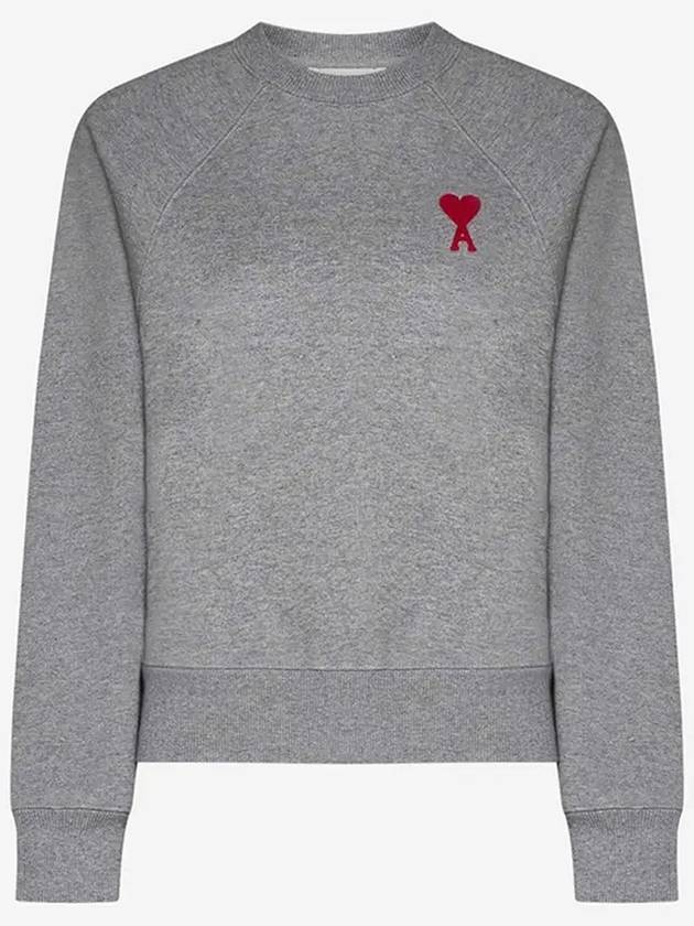 Cotton Heart Logo Sweatshirt Grey - AMI - BALAAN 7