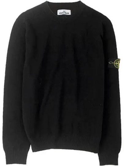 Stretch Wool Crewneck Knit Top Black - STONE ISLAND - BALAAN 2