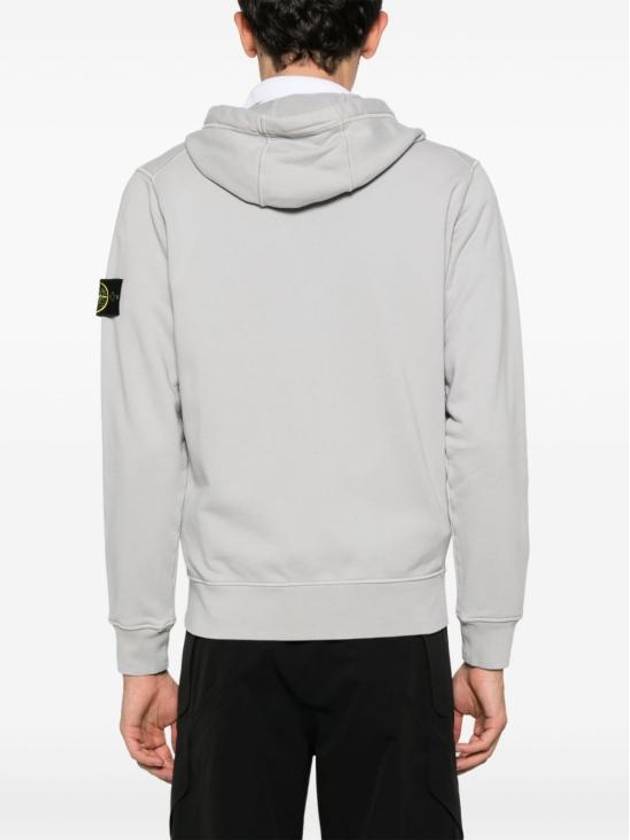 Organic Cotton Fleece Zip-Up Hoodie Grey - STONE ISLAND - BALAAN 3