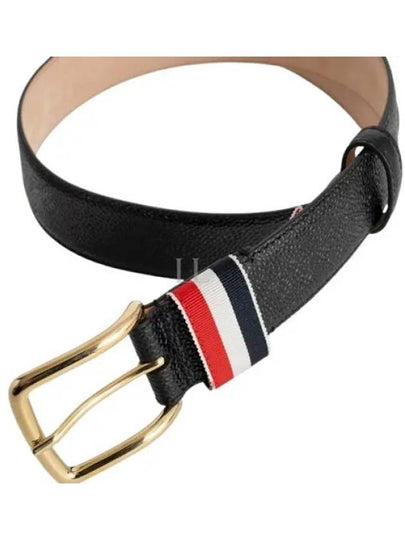 Men's Three Stripes Tab Pebbled Leather Belt Black - THOM BROWNE - BALAAN 2