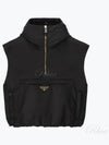 Triangle Logo Half Zip Re-Nylon Vest Black - PRADA - BALAAN 2