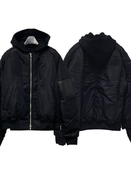 Jersey Detachable Hooded Bomber Jacket Black - JUUN.J - BALAAN 2