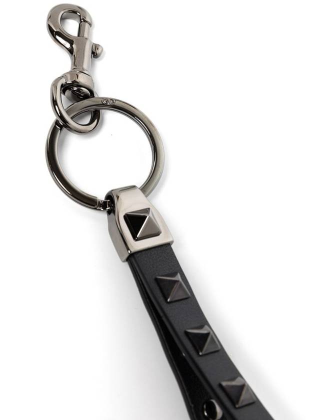 Men s Rockstud Leather Key Holder Black UY2P0550VH3 0NO - VALENTINO - BALAAN 2