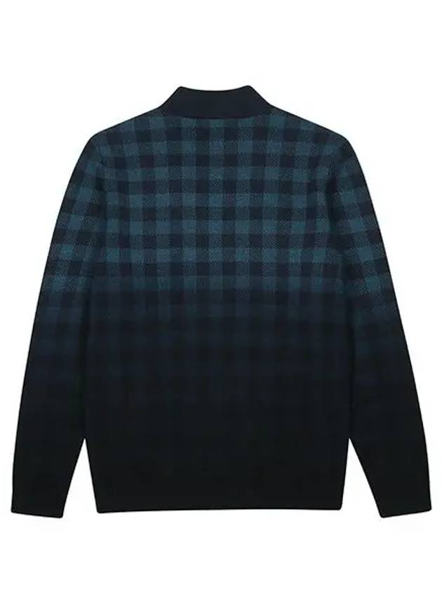 Men s Gingham Jagard Gradient Print Pullover 2412GXKW NAVY - BLACK&WHITE - BALAAN 2