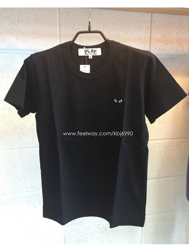 Men's Black Heart Waffen Short Sleeve T-Shirt Black - COMME DES GARCONS PLAY - BALAAN 2