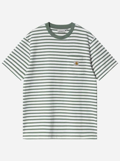 Seidler Striped Pocket Short Sleeve T-Shirt White Green - CARHARTT WIP - BALAAN 2